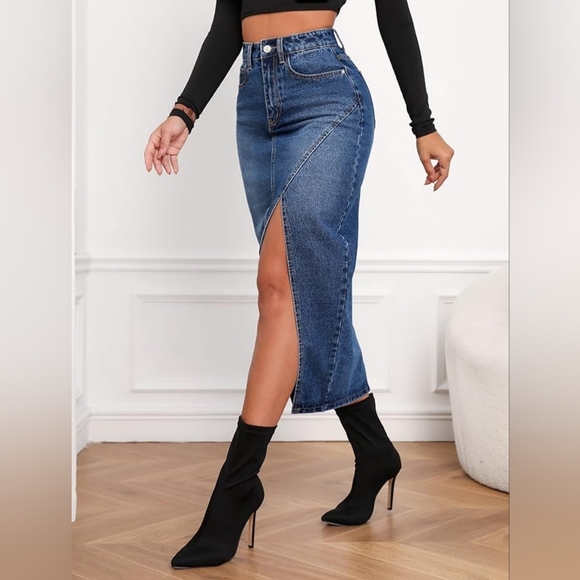 Sweaty Rocks Denim Maxi Skirt  Size Med NWOT - Picture 2 of 9